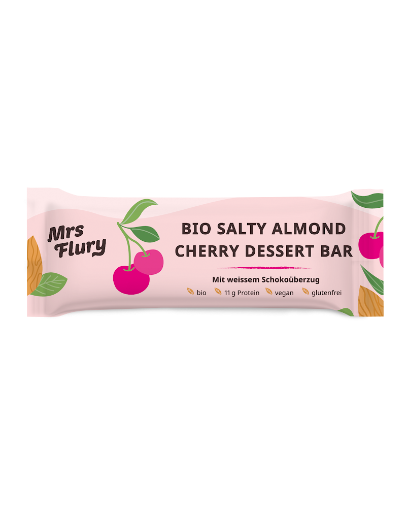 Bio Salty Almond Cherry Dessert Bar 23% Protein – 50g veganer Proteinriegel mit Mandeln & Kirschen ⚠️Produkt wird ungekühlt verschickt⚠️