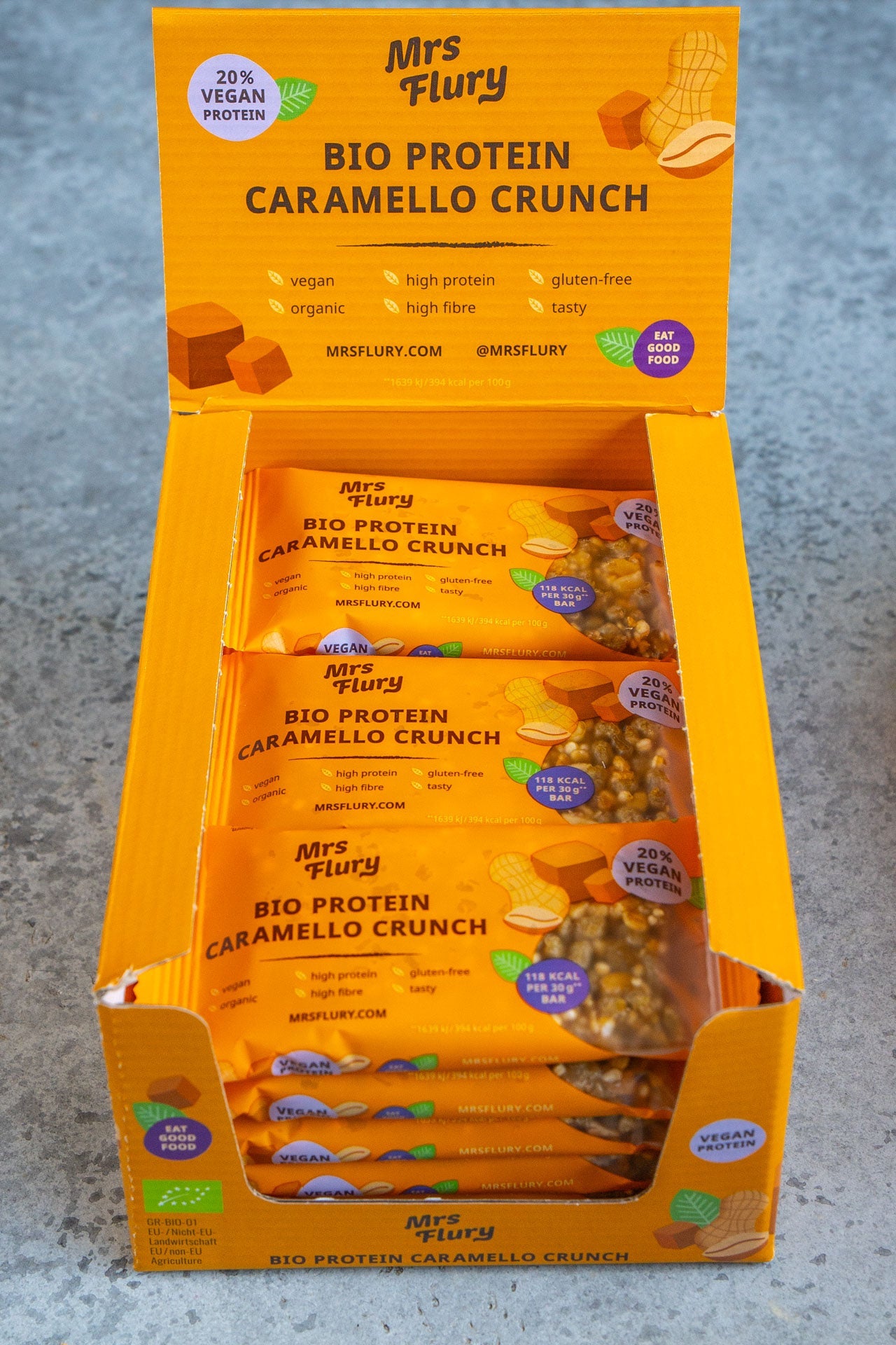 Bio Protein Caramello Crunch Riegel 30 g Box mit 15 Stück