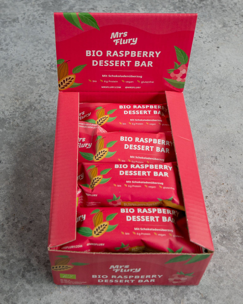 Bio Raspberry Dessert Bar 50 g Box 12 Stück fruchtig, schokoladig, natürlich gut⚠️Produkt wird ungekühlt verschickt⚠️