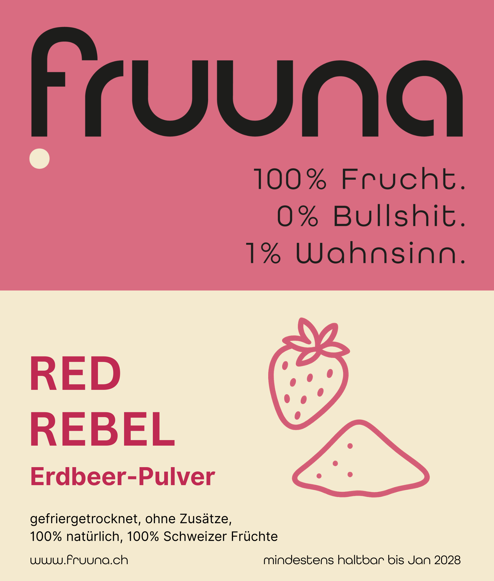 Schweizer Erdbeerpulver «Rote Rebellen» – gefriergetrocknet, 200 g