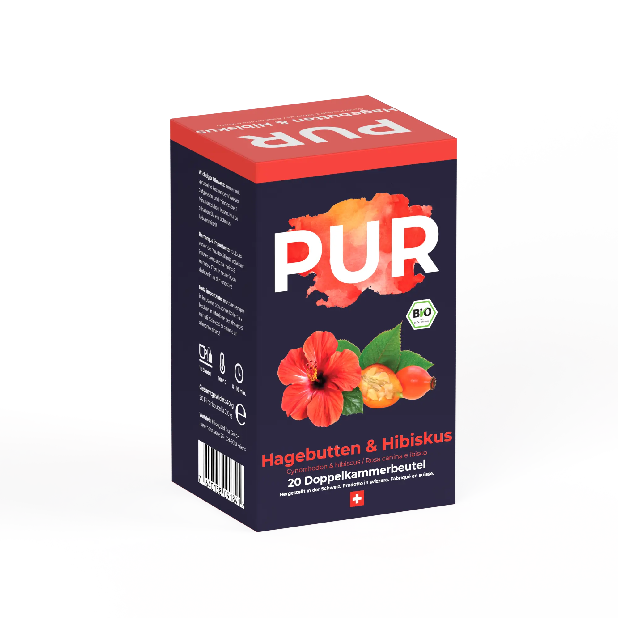 PUR Hagebutten & Hibiskus Tee BIO 20 Btl
