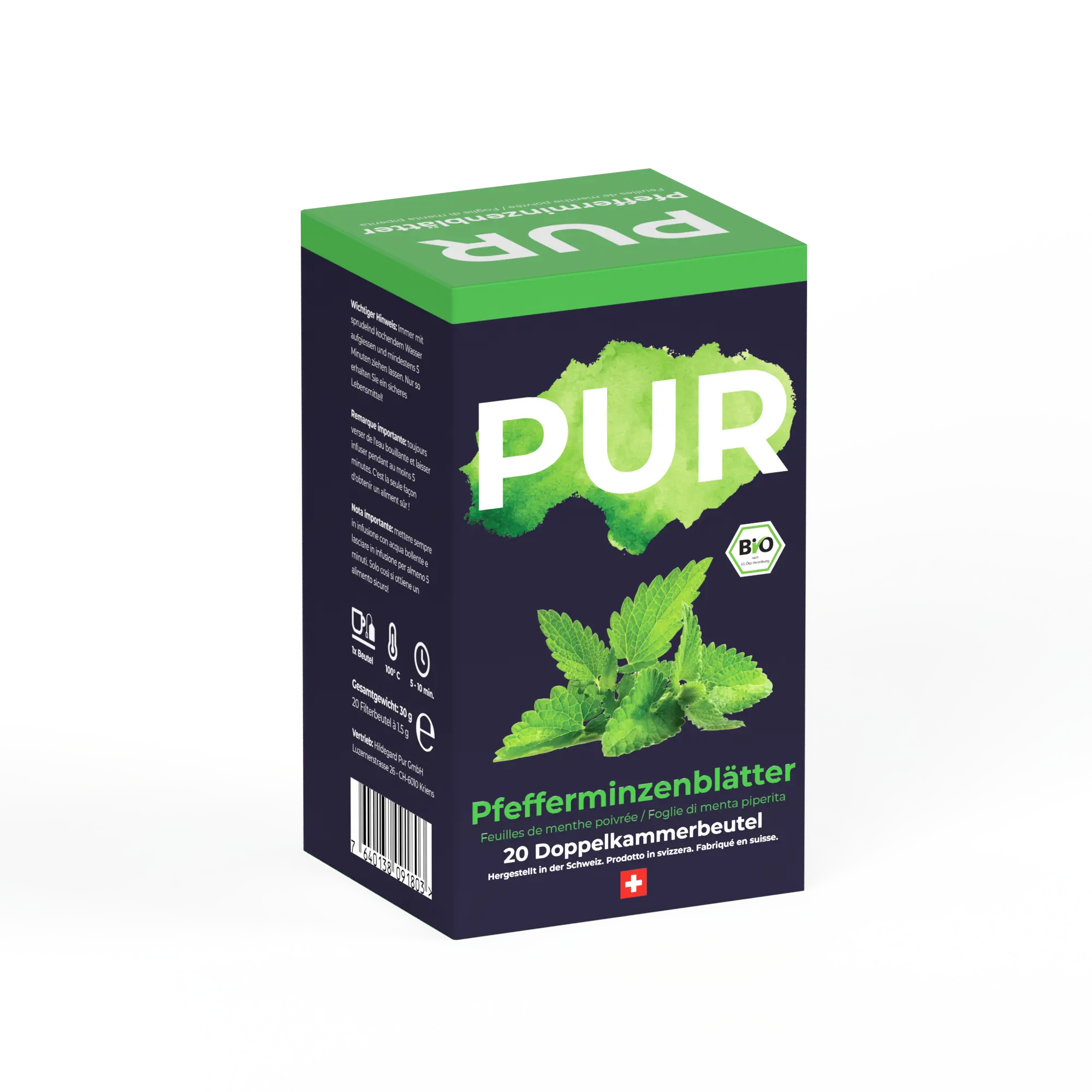 PUR Pfefferminzblätter Tee BIO 20 Btl