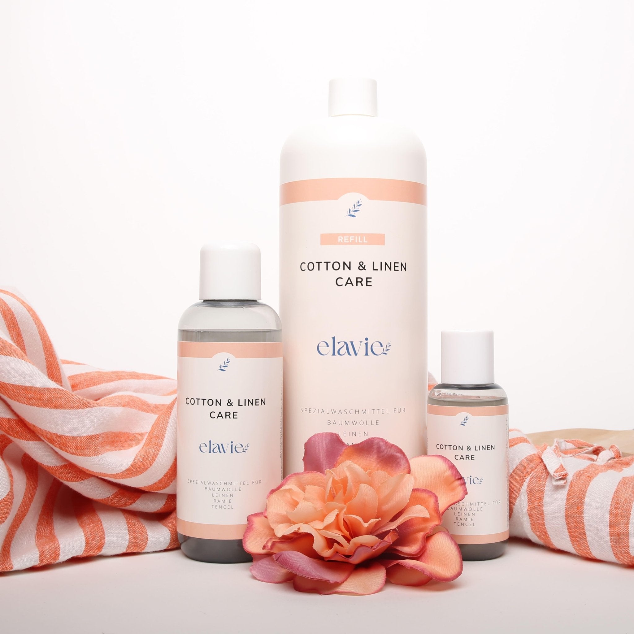Nachhaltige Waschmittel von elavie für Baumwolle & Leinen.