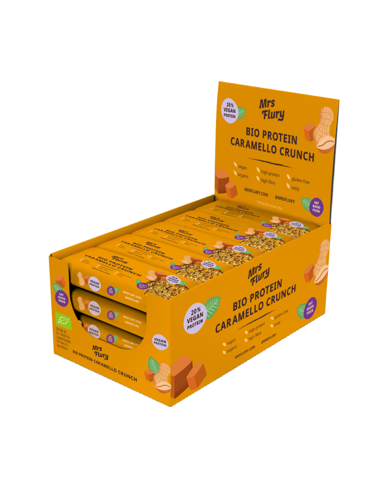 Bio Protein Caramello Crunch Riegel 30 g Box mit 15 Stück