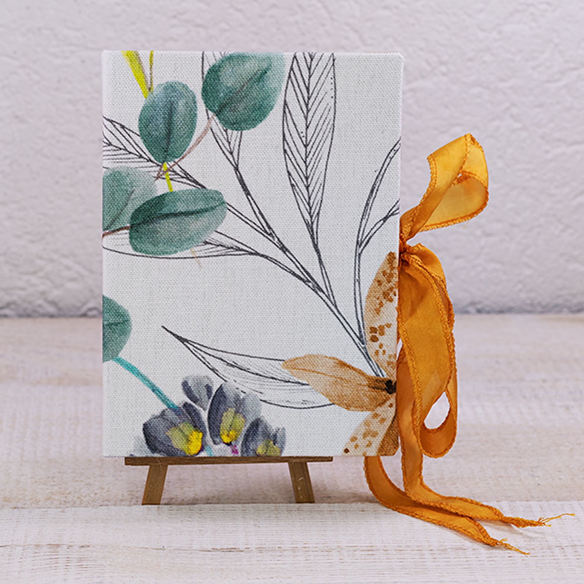 Notizbuch - Floral petrol mit Seidenband