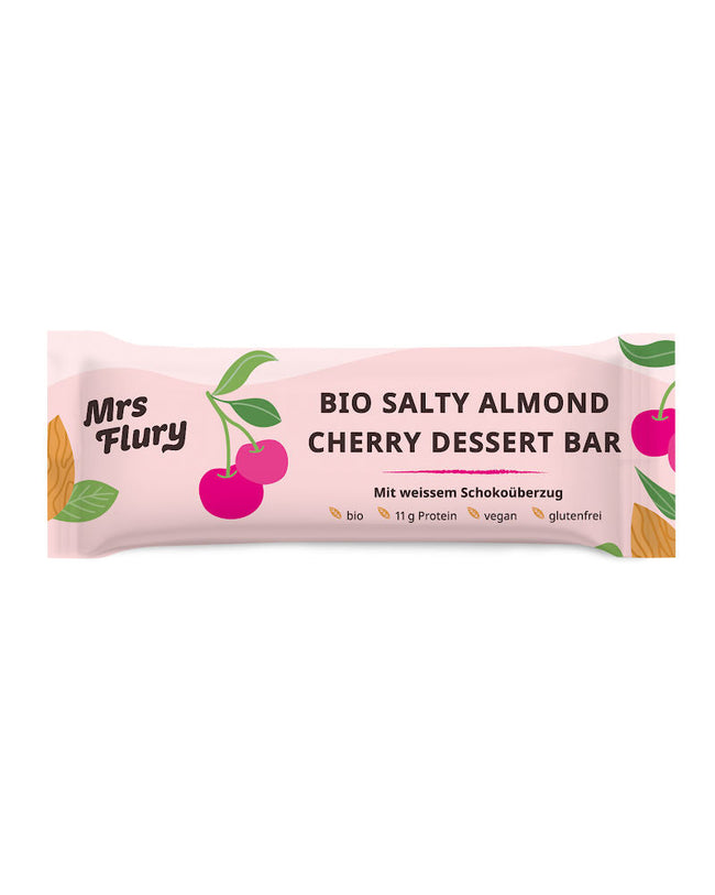 Bio Salty Almond Cherry Dessert Bar 23% Protein – 50g veganer Proteinriegel mit Mandeln & Kirschen ⚠️Produkt wird ungekühlt verschickt⚠️ Main Image