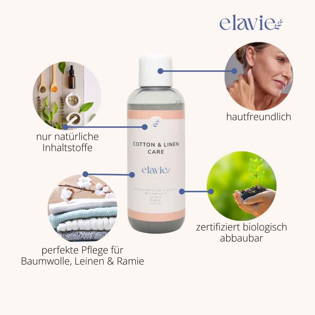 Hautfreundliche Waschmittel für Baumwolle und Leinen, biologisch abbaubar